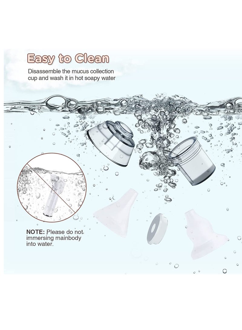 KASTWAVE Baby Nasal Aspirator, Electric Nose Sucker for Baby, Automatic Baby Nose Cleaner with 4 Silicone Nozzles & 3 Suction Levels, Rechargeable Nose Sucker for Newborns, Toddlers, Infant (White) - Image 5