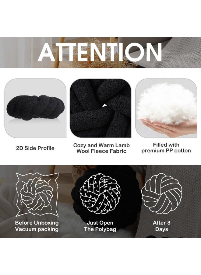 Marsui 2 Pieces Knot Ball Pillows 14 x 14 Inch Decorative Pillow for Couch Bedroom Plush Throw Knot Pillow Soft Handmade Chair Cushion for Living Room Car Decorations (Black)  - Image 4