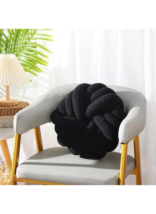 Marsui 2 Pieces Knot Ball Pillows 14 x 14 Inch Decorative Pillow for Couch Bedroom Plush Throw Knot Pillow Soft Handmade Chair Cushion for Living Room Car Decorations (Black)  - Image 5