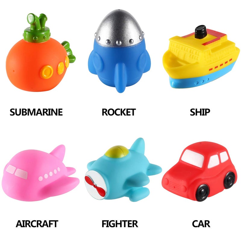 CHIMAGER 6 packs No Hole Boat Bath Toy Set, Light up Changing Color in Water, Floating Rubber Bathtub Toys for Baby Toddler Infant Boy Girl Kid Play, Led Growing Pal in Shower Bathroom Tub or swimming pool - Image 3