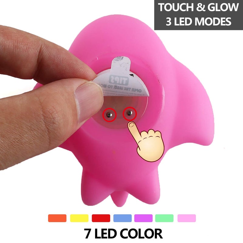 CHIMAGER 6 packs No Hole Boat Bath Toy Set, Light up Changing Color in Water, Floating Rubber Bathtub Toys for Baby Toddler Infant Boy Girl Kid Play, Led Growing Pal in Shower Bathroom Tub or swimming pool - Image 4