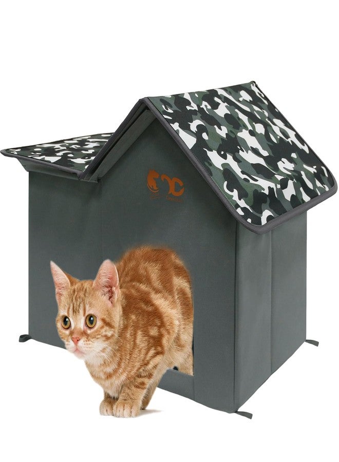 GeerDuo Feral Cat House Outdoor, Waterproof Insulated Cat Shelter with 4 Ground Spikes, No-Tool Assembly All Season Cat Bed for Stray Cats Indoor & Outdoor Use (Rest Shelter,Camo) - Image 1
