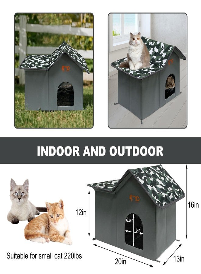 GeerDuo Feral Cat House Outdoor, Waterproof Insulated Cat Shelter with 4 Ground Spikes, No-Tool Assembly All Season Cat Bed for Stray Cats Indoor & Outdoor Use (Rest Shelter,Camo) - Image 4