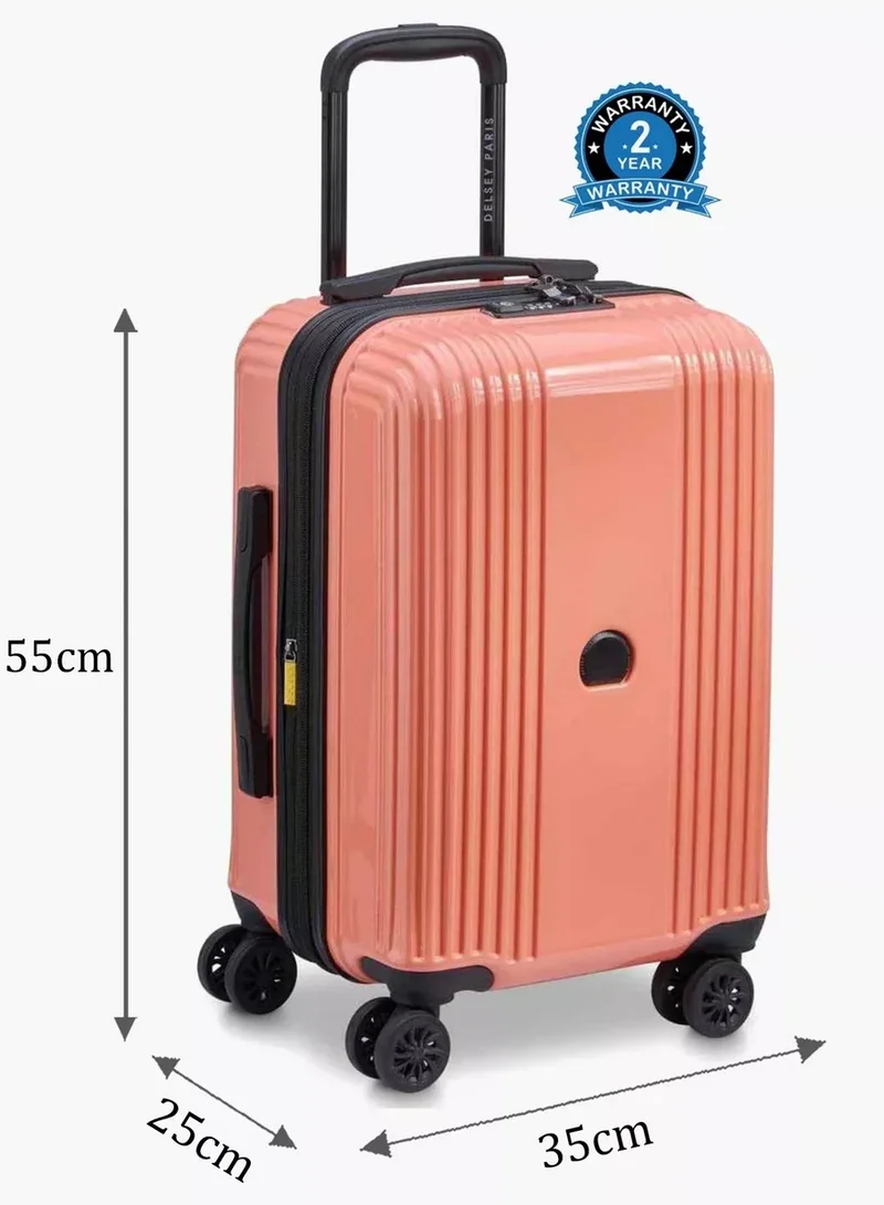 DELSEY Paris Ophelie 55 Cm Hardcase 4 Double Wheel Expandable Cabin Luggage Trolley - Coral Pink