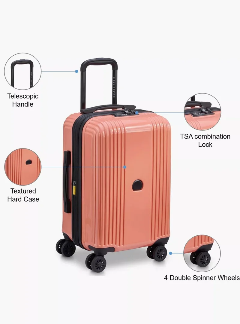 DELSEY Paris Ophelie 55 Cm Hardcase 4 Double Wheel Expandable Cabin Luggage Trolley - Coral Pink