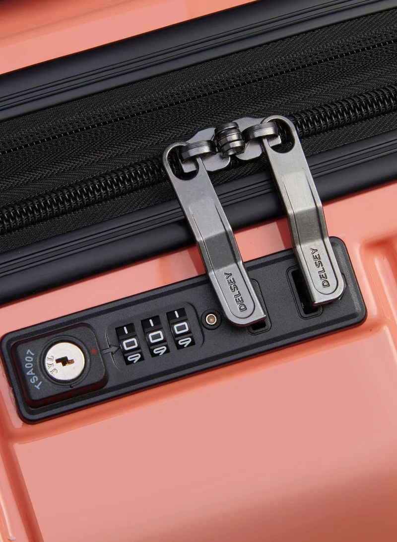 DELSEY Paris Ophelie 55 Cm Hardcase 4 Double Wheel Expandable Cabin Luggage Trolley - Coral Pink