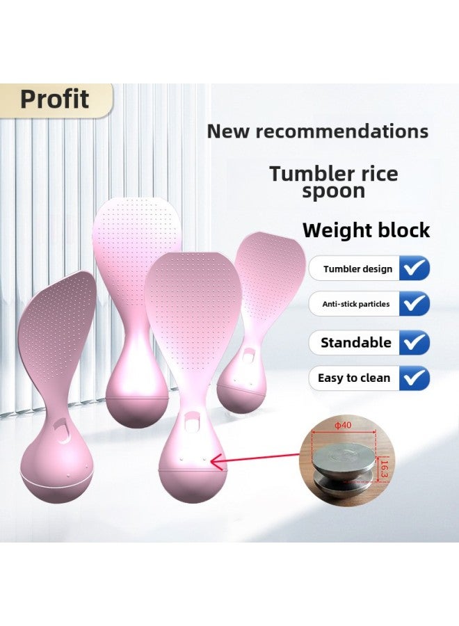 Tumbler Rice Spoon Standing Anti-stick Rice Spoon Rice Cooker Rice Plastic Spoon Tumbler Weight-Specifications:Pink Rice Spoon - Image 1