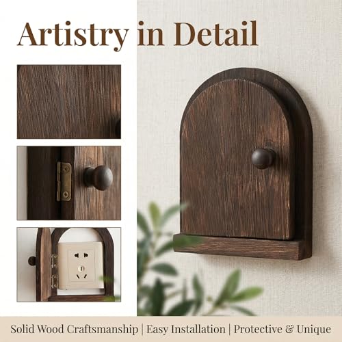 IEUDNS Wood Door Outlet Cover Light Switch Cover Plate Frame, Dustproof, Receptacle Plate Protector, Dark Brown - Image 3