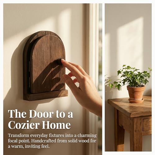 IEUDNS Wood Door Outlet Cover Light Switch Cover Plate Frame, Dustproof, Receptacle Plate Protector, Dark Brown - Image 5