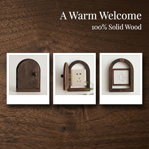 IEUDNS Wood Door Outlet Cover Light Switch Cover Plate Frame, Dustproof, Receptacle Plate Protector, Dark Brown - Image 4