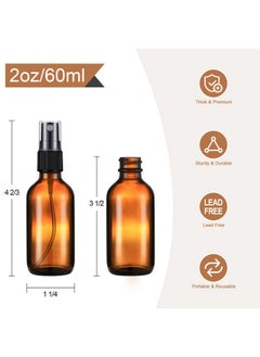 Aozita 2 Oz Amber Glass Spray Bottles For Essential Oils, Empty Small Fine Mist And Refillable Mister, Mini Travel Bottle For Cleaning Solutions And Skin Care, Glass Dropper And Funnel Included.  - Image 2