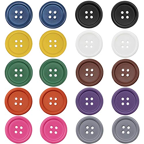 Raydodo 50 PCS 25mm 1 Inch Buttons for Crafts, Large Buttons 4 Hole Round Sewing Buttons Mixed Spray Colored Craft Buttons for Sewing Scrapbooking and DIY Crafts (Each Color 5 Pcs) - Image 1