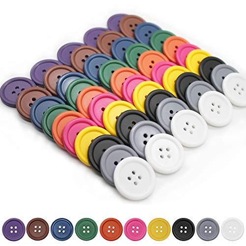 Raydodo 50 PCS 25mm 1 Inch Buttons for Crafts, Large Buttons 4 Hole Round Sewing Buttons Mixed Spray Colored Craft Buttons for Sewing Scrapbooking and DIY Crafts (Each Color 5 Pcs) - Image 3