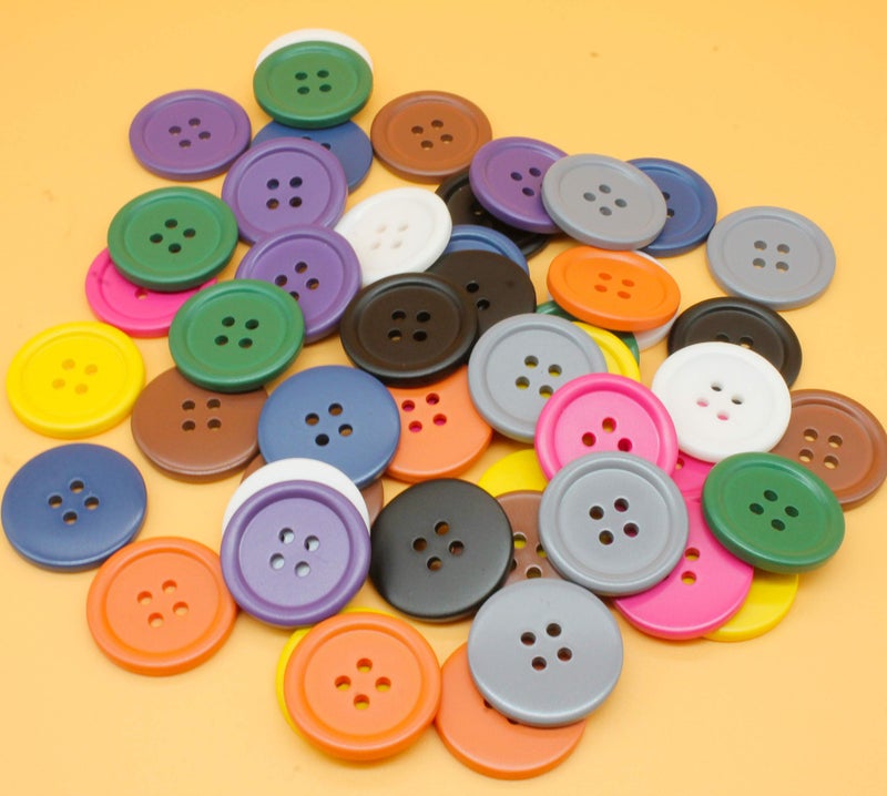 Raydodo 50 PCS 25mm 1 Inch Buttons for Crafts, Large Buttons 4 Hole Round Sewing Buttons Mixed Spray Colored Craft Buttons for Sewing Scrapbooking and DIY Crafts (Each Color 5 Pcs) - Image 5