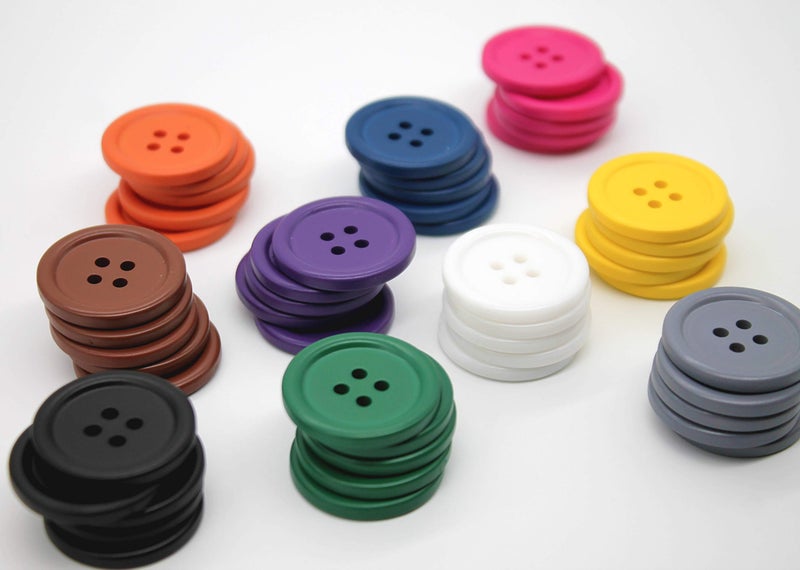 Raydodo 50 PCS 25mm 1 Inch Buttons for Crafts, Large Buttons 4 Hole Round Sewing Buttons Mixed Spray Colored Craft Buttons for Sewing Scrapbooking and DIY Crafts (Each Color 5 Pcs) - Image 4