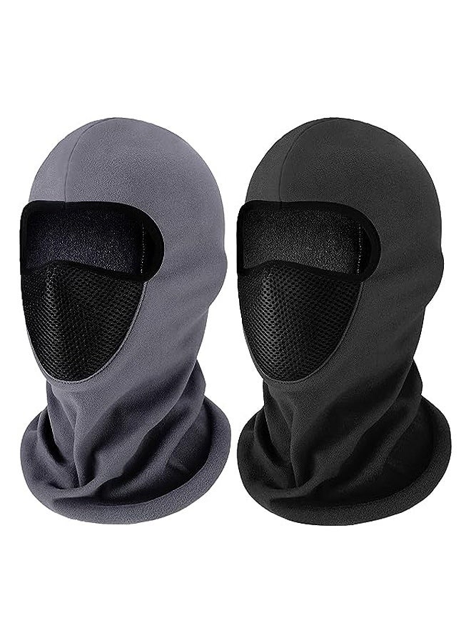 Depend 2 Pcs Balaclava Masks, Thicken Fleece Mask Winter Thermal Windproof Mask for Outdoor Skiing Cycling Snowboarding Full Cover Mask for Unisex - Black And Gray - Image 1