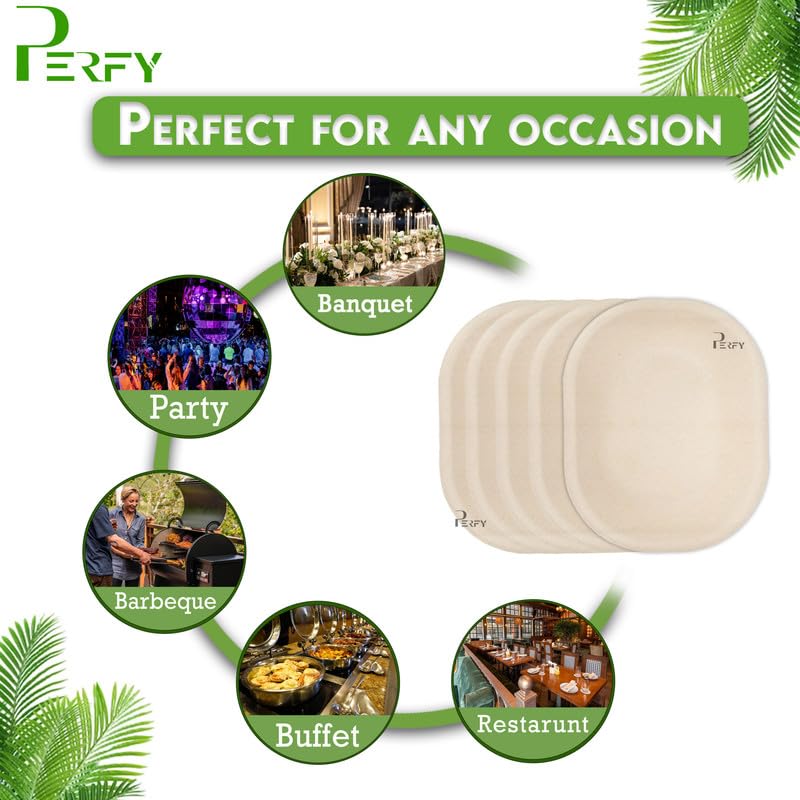 Perfy Disposable Bagasse Bowls (590ml)| Eco-Friendly, Biodegradable, Sugarcane Paper Bowls | for Serving Snacks & Dinner | Birthday & Wedding | Oval, Beige(Pack of 50) - Image 5
