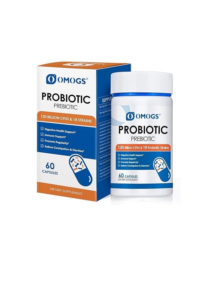 OMOGS Probiotics 120 Billion CFUs 18 Strains 60 Capsules