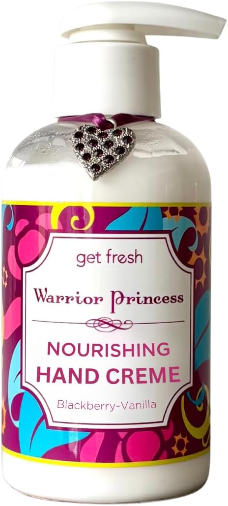 Get Fresh Nourishing Hand Creme Shea Butter Beauty Products for Ladies Warrior Princess Blackberry Vanilla Fragranced NonSticky Moisturiser Paraben and Cruelty Free Botanical Ingredients