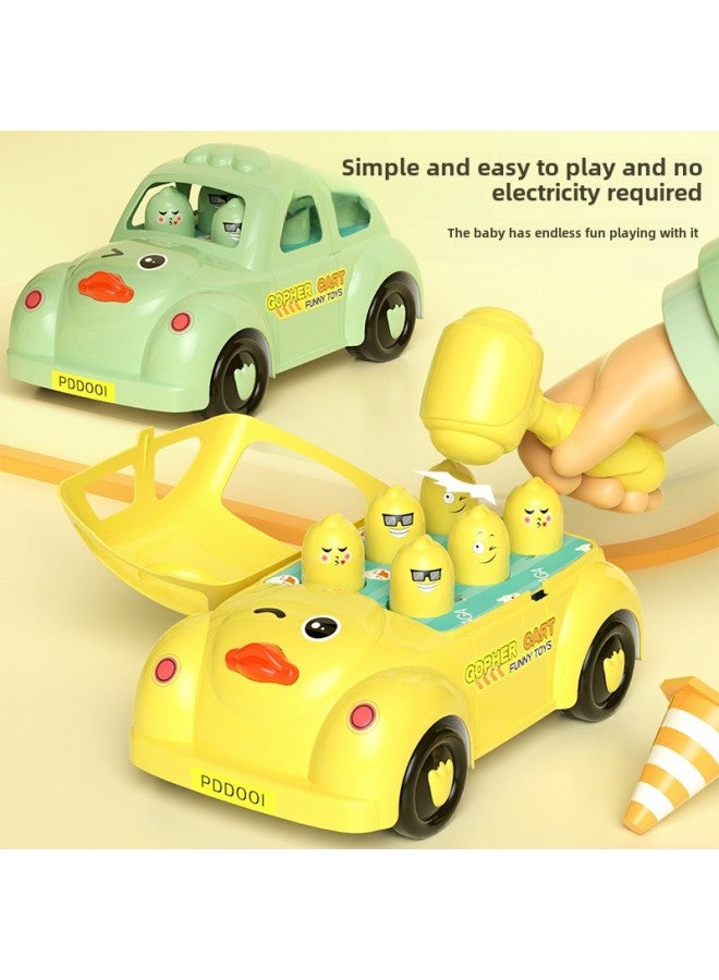 Children's Large Cartoon Car Hamster Toy Baby Educational Thinking Training Parent-child Interactive Beating-Color:(Yellow) Cute Duck +2 Hammer 】 - Image 3
