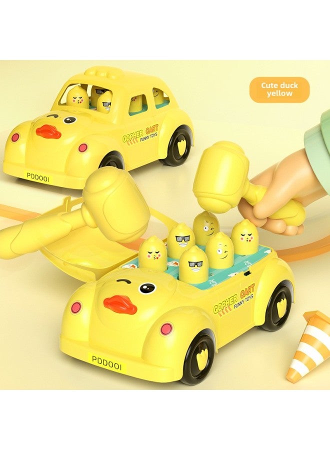 Children's Large Cartoon Car Hamster Toy Baby Educational Thinking Training Parent-child Interactive Beating-Color:(Yellow) Cute Duck +2 Hammer 】 - Image 1