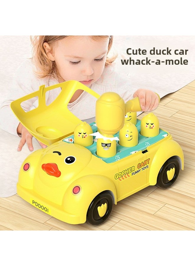 Children's Large Cartoon Car Hamster Toy Baby Educational Thinking Training Parent-child Interactive Beating-Color:(Yellow) Cute Duck +2 Hammer 】 - Image 2