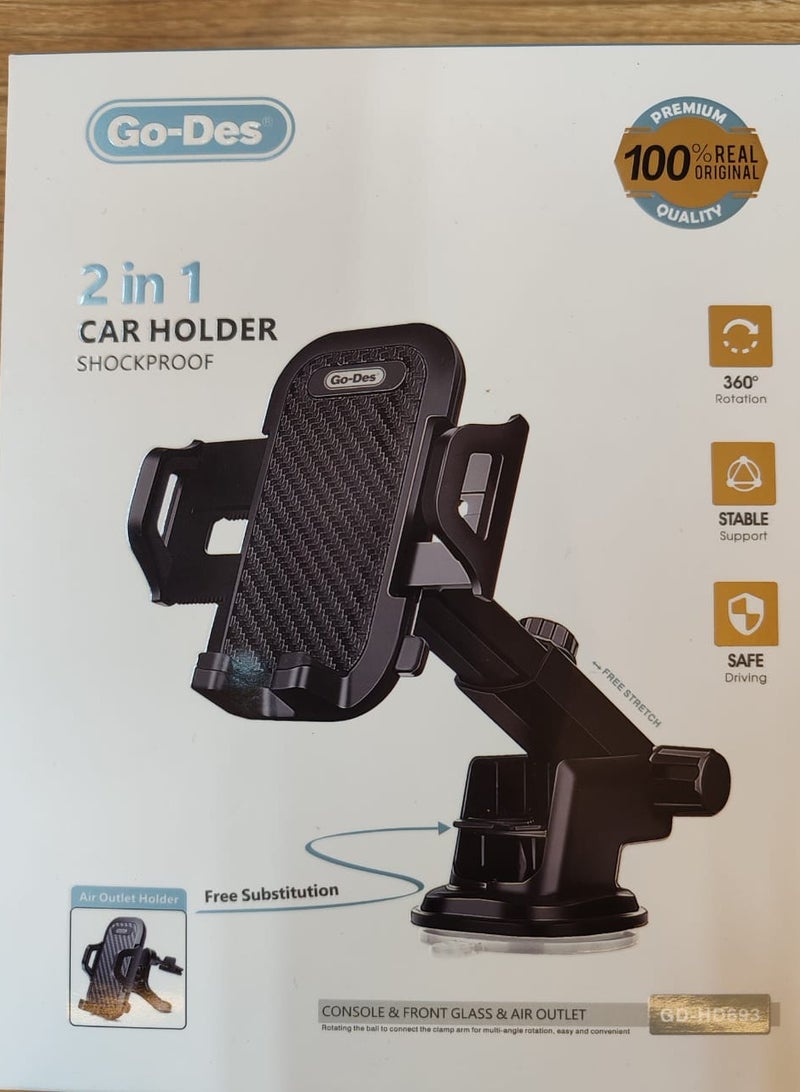 GO-DES 2 in 1 Shockproof Car Phone Holder GD-HD693 - Image 2