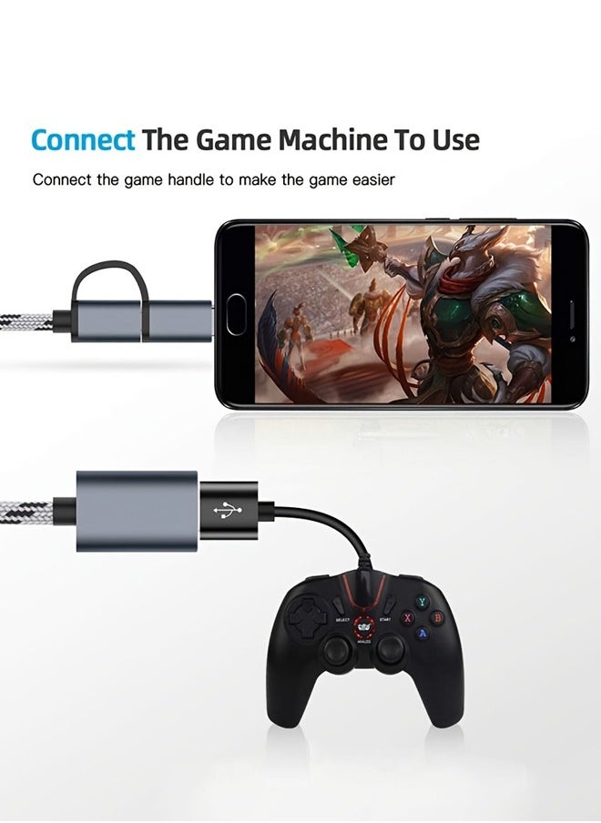 Generic - 2 in 1 USB 3.0 OTG Adapter Type C Micro USB to USB 3.0 Adapter Cable OTG Convertor for Gamepad Flash Disk Type-C OTG USB Cable - Image 1