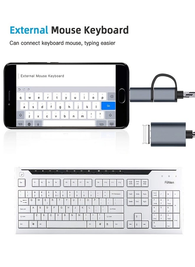 Generic - 2 in 1 USB 3.0 OTG Adapter Type C Micro USB to USB 3.0 Adapter Cable OTG Convertor for Gamepad Flash Disk Type-C OTG USB Cable - Image 1