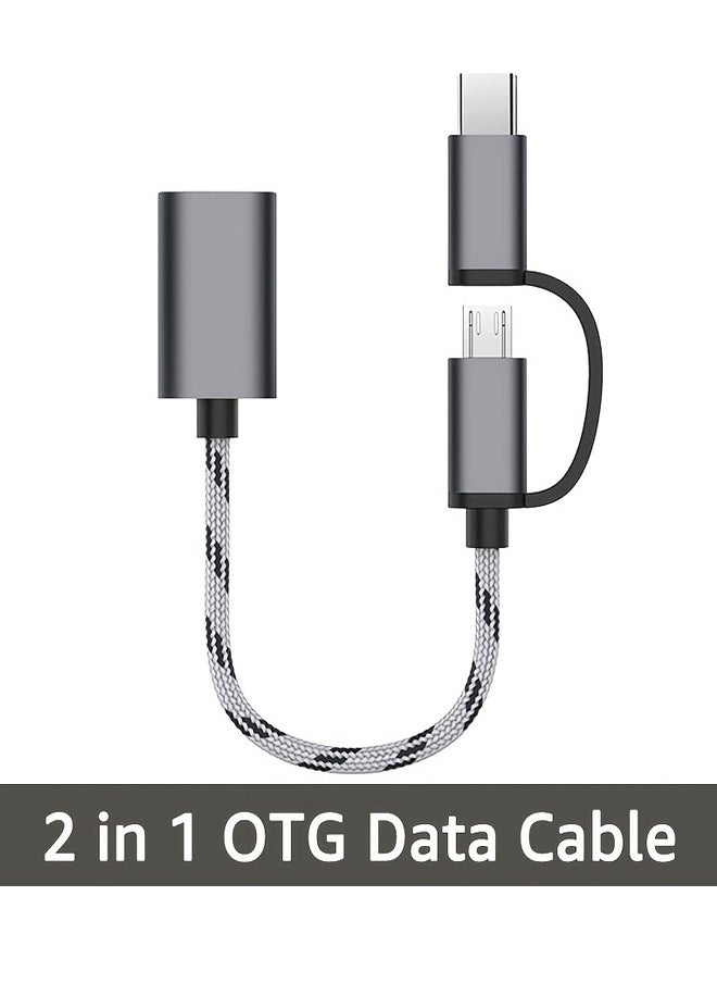 Generic - 2 in 1 USB 3.0 OTG Adapter Type C Micro USB to USB 3.0 Adapter Cable OTG Convertor for Gamepad Flash Disk Type-C OTG USB Cable - Image 1
