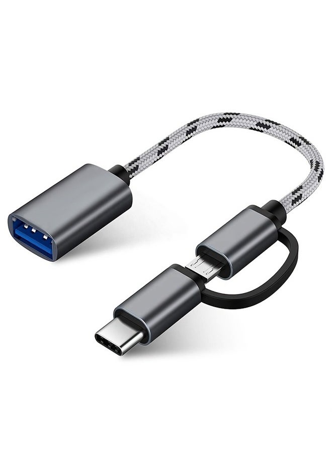 Generic - 2 in 1 USB 3.0 OTG Adapter Type C Micro USB to USB 3.0 Adapter Cable OTG Convertor for Gamepad Flash Disk Type-C OTG USB Cable - Image 1