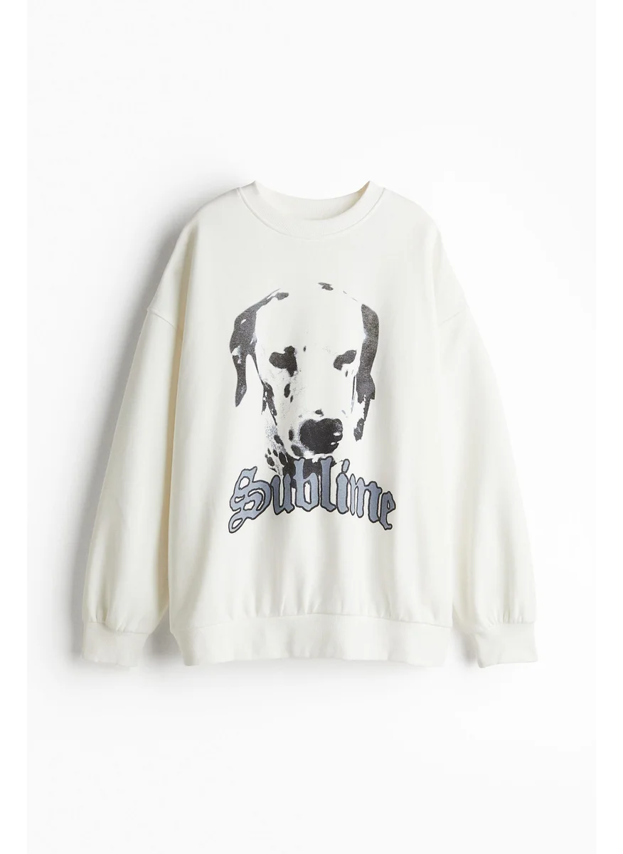 اتش اند ام Oversized Printed Sweatshirt