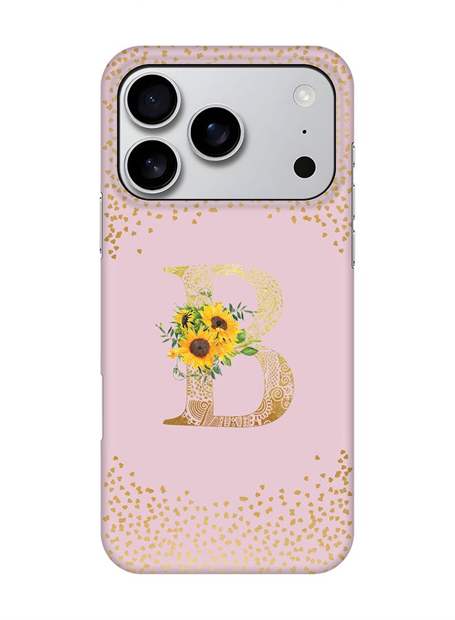 Stylizedd For iPhone 17 Pro,Case, [Compatible with MagSafe] Magnetic cover Slim fit Protection Matte, - Custom Floral Monogram - B  (Pink )