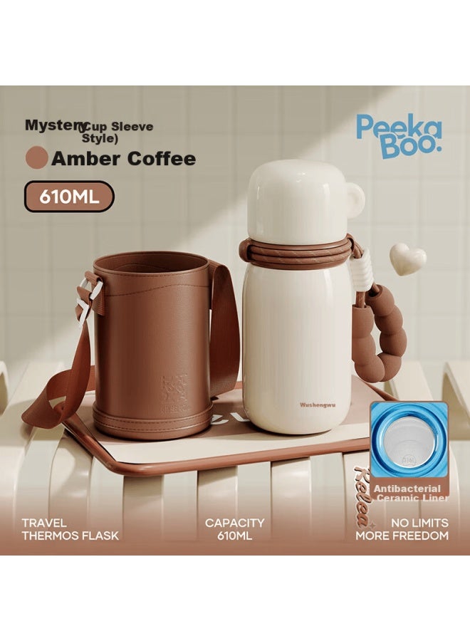 Relea Insulated Water Bottle For Women Large Capacity Ceramic Liner Kids Straw Cup High-value Student Thermos Birthday Gift