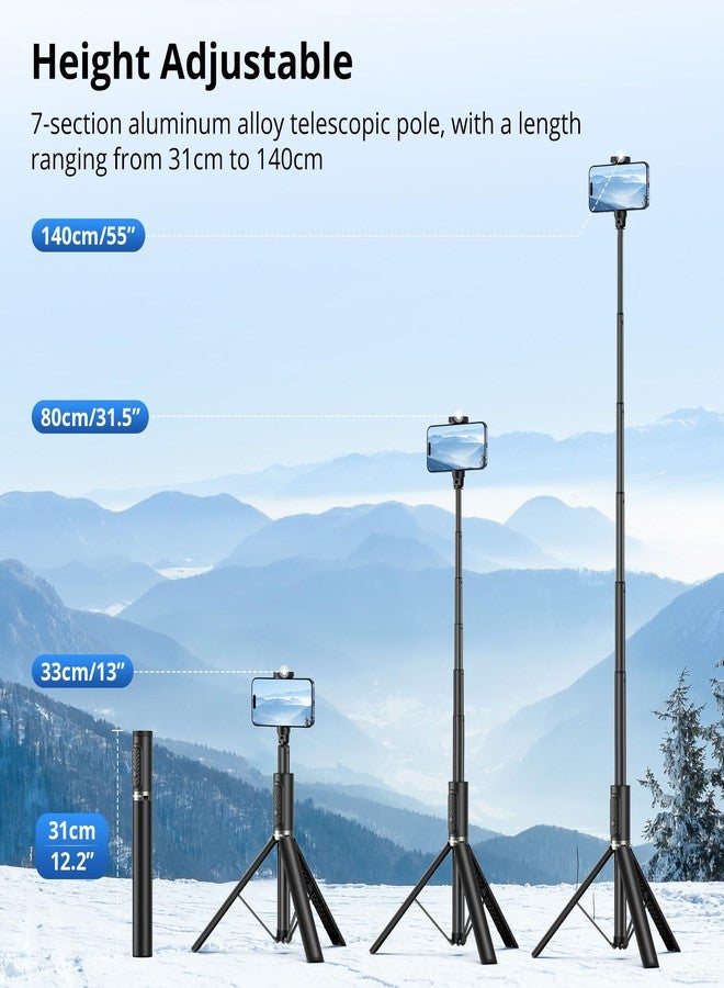 SYNCWIRE 55" Selfie Stick Phone Tripod for iPhone, All-in-one Extendable Aluminum Selfie Stick with Remote, Travel Tripod for iPhone 17/16/15/14/13/12 Series and More Smartphones - Image 4