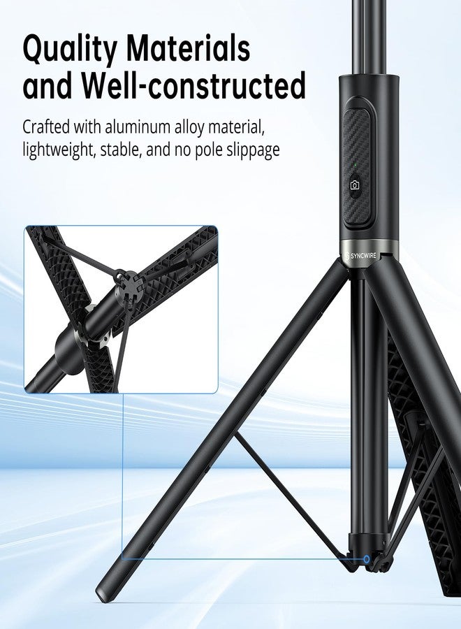 SYNCWIRE 55" Selfie Stick Phone Tripod for iPhone, All-in-one Extendable Aluminum Selfie Stick with Remote, Travel Tripod for iPhone 17/16/15/14/13/12 Series and More Smartphones - Image 2