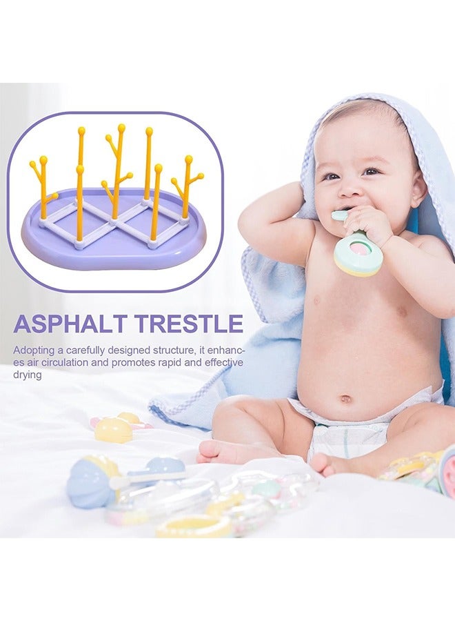 Baby Bottle Drying Rack Countertop Feeding Cup Cleaning Brush Holder 7 Brackets Storage Organizer With Drainer For Bottles And Accessories - Image 3