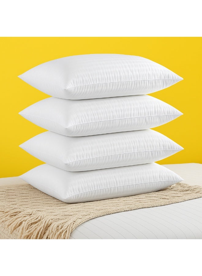 STORE 7 4-Piece Set of Hotel-Style Striped Pillows – Premium White Microfiber Fabric, 75×50 cm – Softness & Luxury for Ultimate Comfort - Image 1