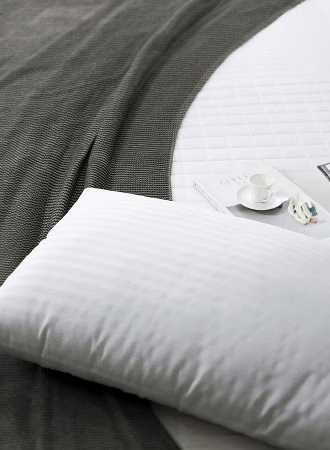 STORE 7 4-Piece Set of Hotel-Style Striped Pillows – Premium White Microfiber Fabric, 75×50 cm – Softness & Luxury for Ultimate Comfort - Image 5