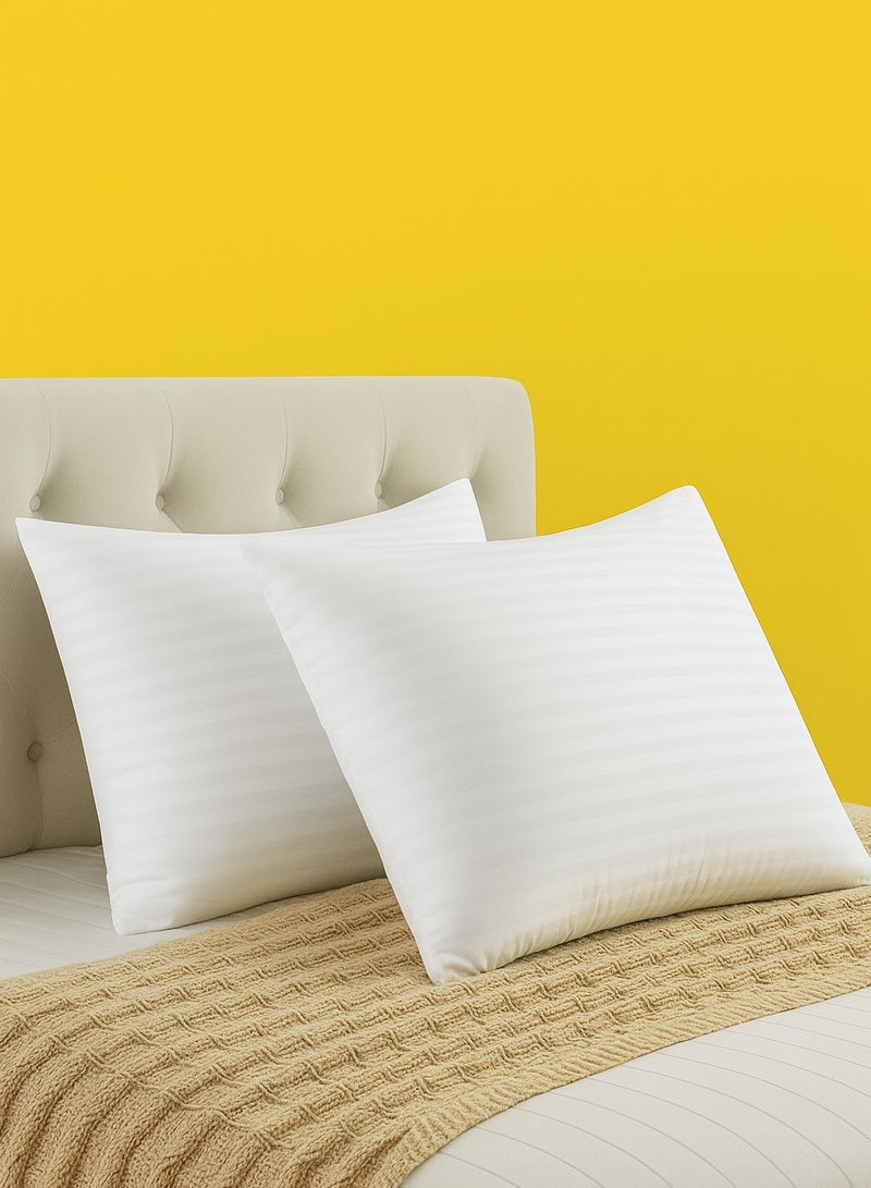 STORE 7 4-Piece Set of Hotel-Style Striped Pillows – Premium White Microfiber Fabric, 75×50 cm – Softness & Luxury for Ultimate Comfort - Image 4