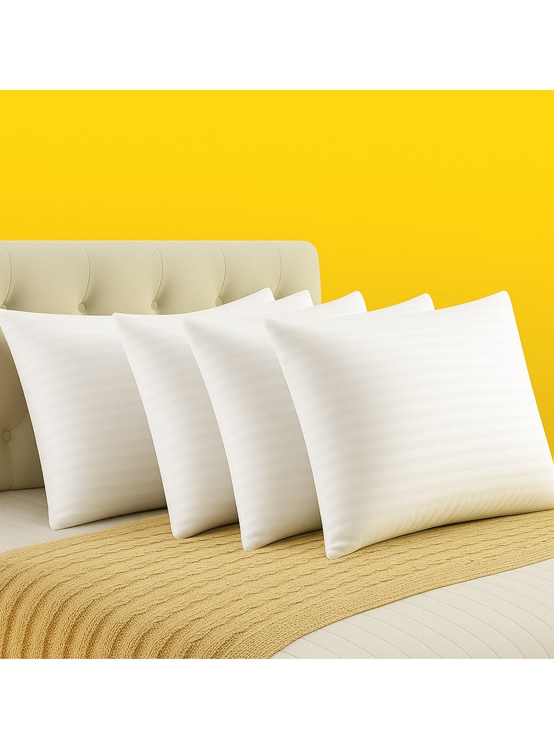 STORE 7 4-Piece Set of Hotel-Style Striped Pillows – Premium White Microfiber Fabric, 75×50 cm – Softness & Luxury for Ultimate Comfort - Image 2