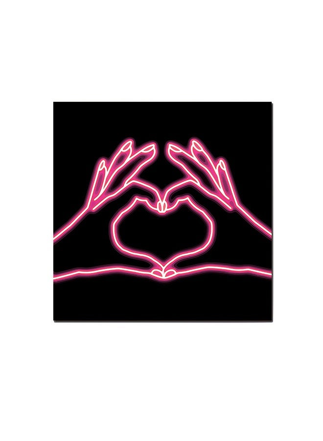 RYN Love And Neon Wall Art Painting Black/Pink 30 x 30centimeter - Image 2