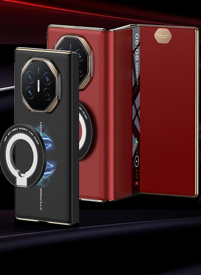 general Flap Leather Case Compatible with Huawei Mate XT Ultimate Design, [Compatible with Mag-Safe][Clear View Window] Foldable Ring Stand Phone Case for Huawei Mate XT - Image 1