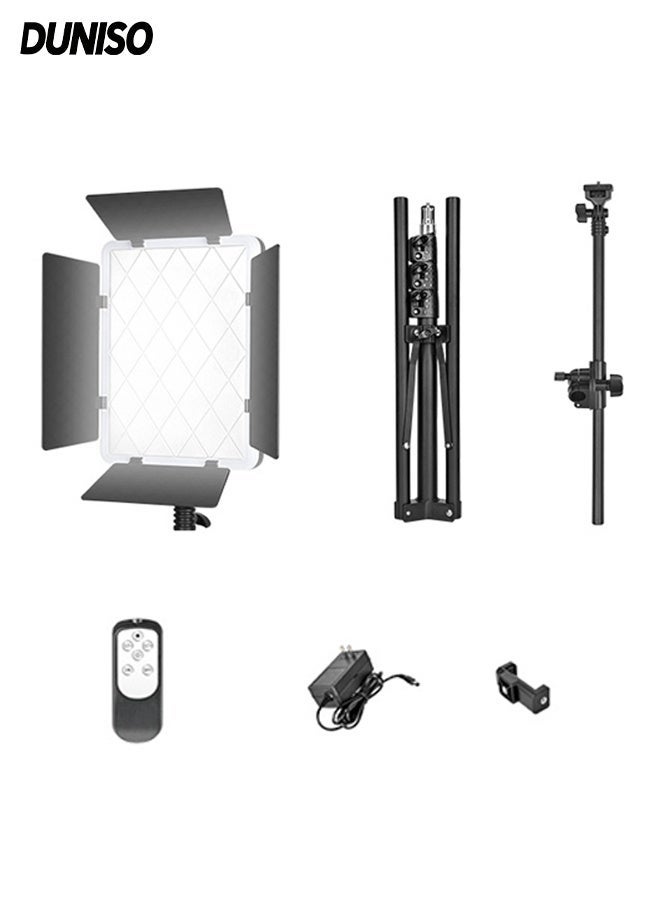 DUNISO LED Video Light Kit, Photography Studio Lights,2700K-6500K Dimmable,Brightness of 0-100%,with Tripod Stand,Phone Holder,Remote Control, Adapter,for Video Recording, Game Streaming, Live Streaming - Image 1