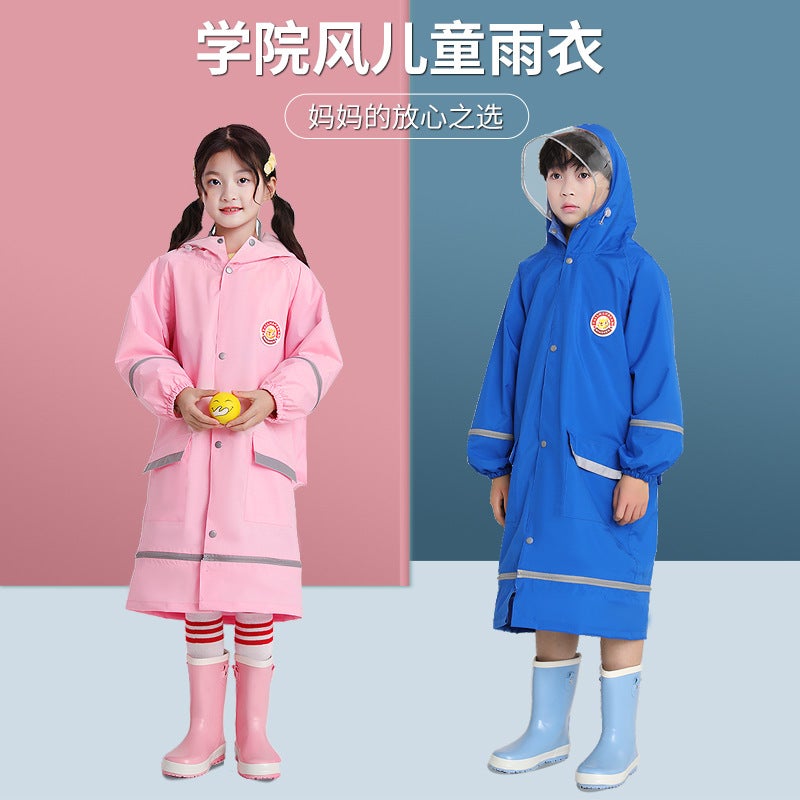 Inmes Children'S Raincoat Lengthen Fashionable Boys And Girls Raincoat Primary School Students Raincoat Poncho Raincoat With Hat - Image 2