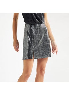 FAV Sequin Embellished Mini Skirt with Slit Detail  - Image 1