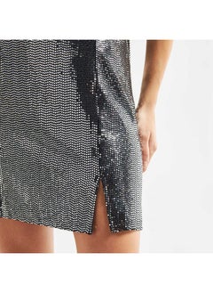 FAV Sequin Embellished Mini Skirt with Slit Detail  - Image 4