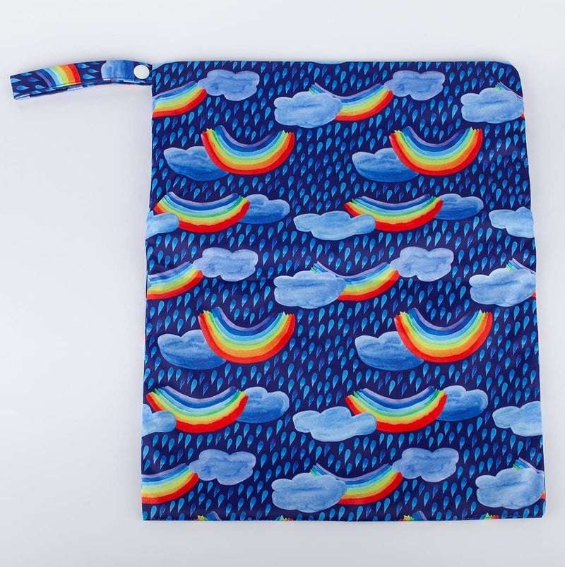Sigzagor Medium Wet Dry Bag Baby Cloth Diaper Nappy Insert Bag Reusable Washable (Rainbow Rain) - Image 3