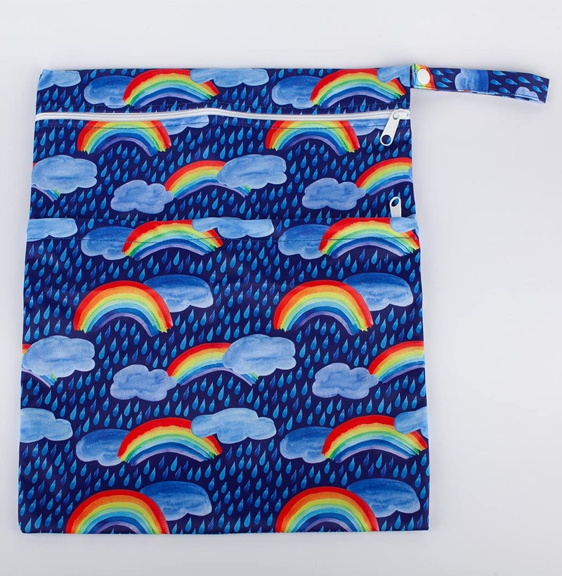 Sigzagor Medium Wet Dry Bag Baby Cloth Diaper Nappy Insert Bag Reusable Washable (Rainbow Rain) - Image 4