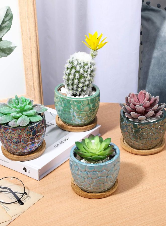 Generic Indoor Plant Pot with drainage hole and tray for Balcony, Home Garden | Light Blue (Plant NOT Included)  - Image 3
